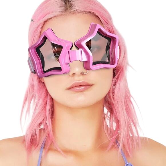 Pink Oversized Five Pointed Star Shaped Sunglasses - Picture 3 of 4